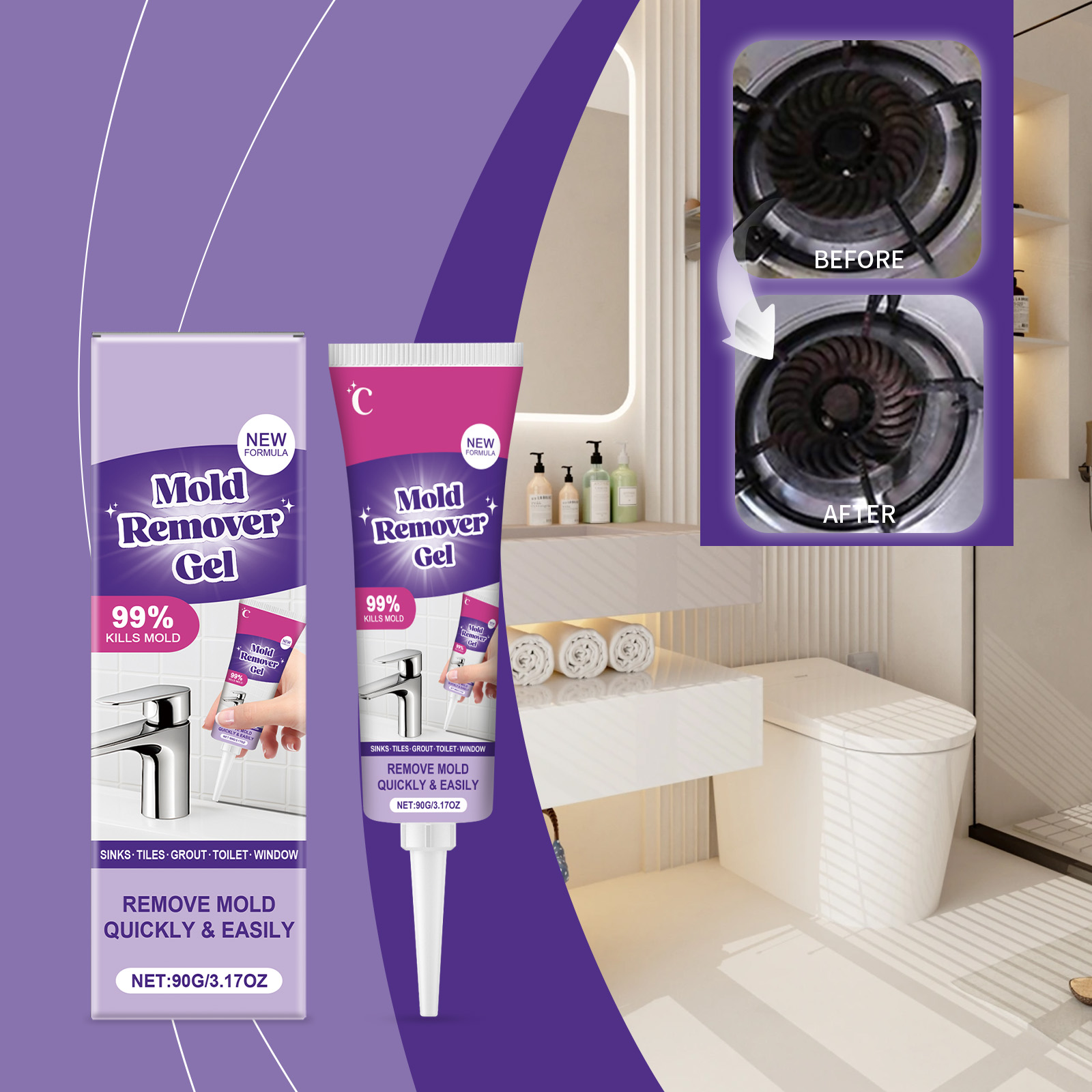 Home Bathroom Cleaning Solution - 곰팡이 제거 젤 빠른 효과의 고착