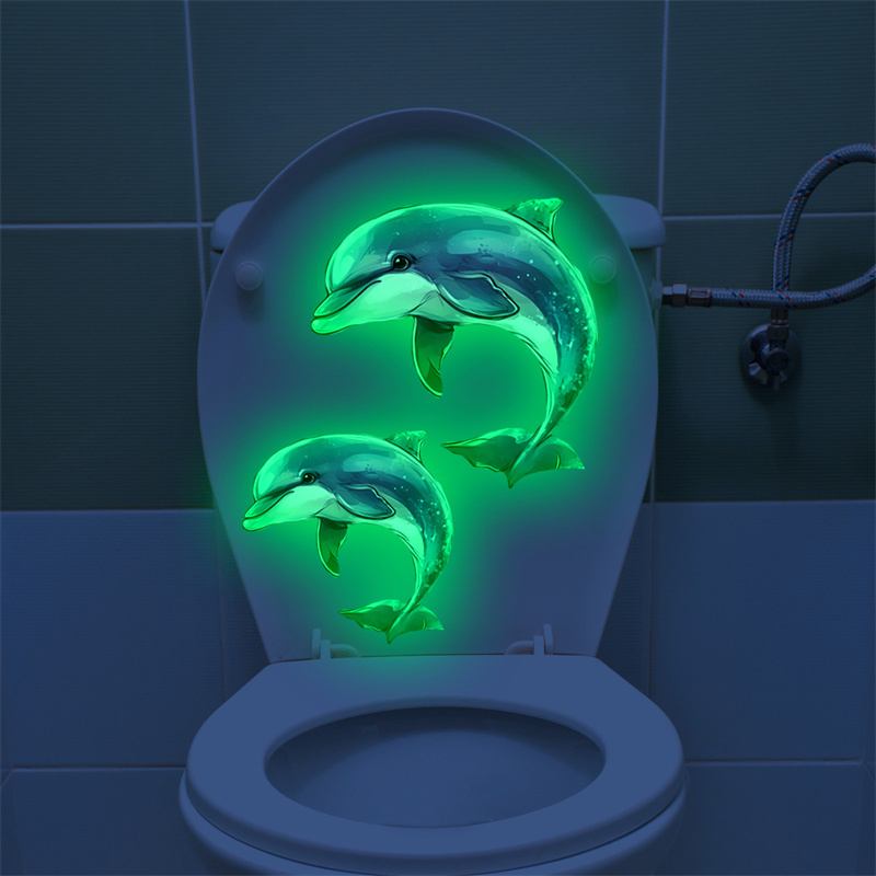 Jet Home Bathroom - 어둠 속에서 빛나는 돌고래 화장실 스티커