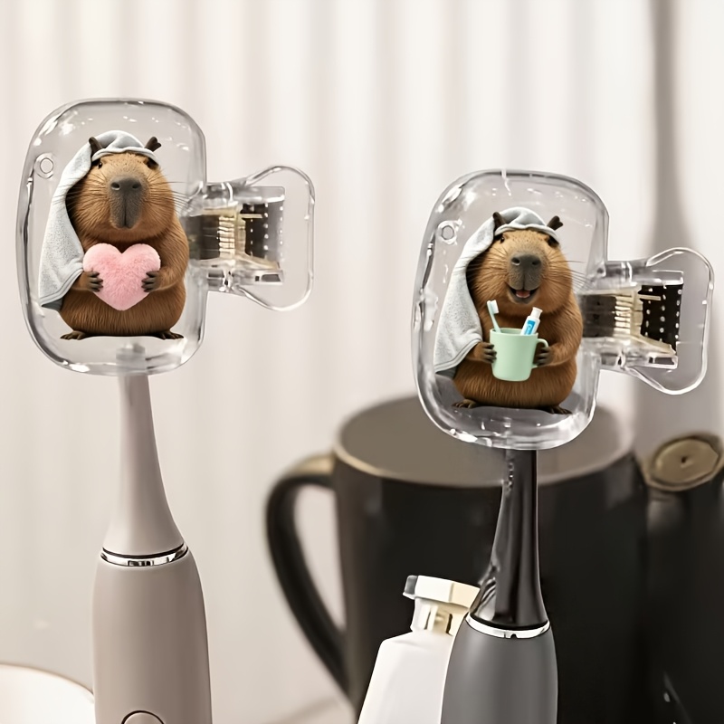 하트와 칫솔모 커버를 들고 있는 카피바라 2개 세트 - - Home Essentials Bathroom Accessories 리뷰 및 가격
