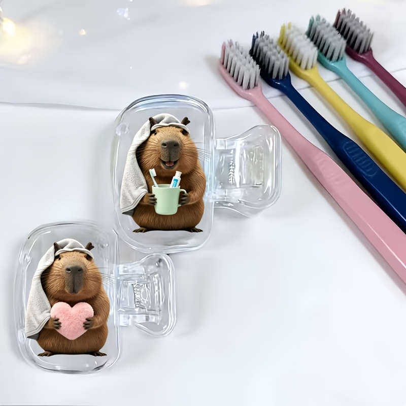 하트와 칫솔모 커버를 들고 있는 카피바라 2개 세트 - - Home Essentials Bathroom Accessories 리뷰 및 가격