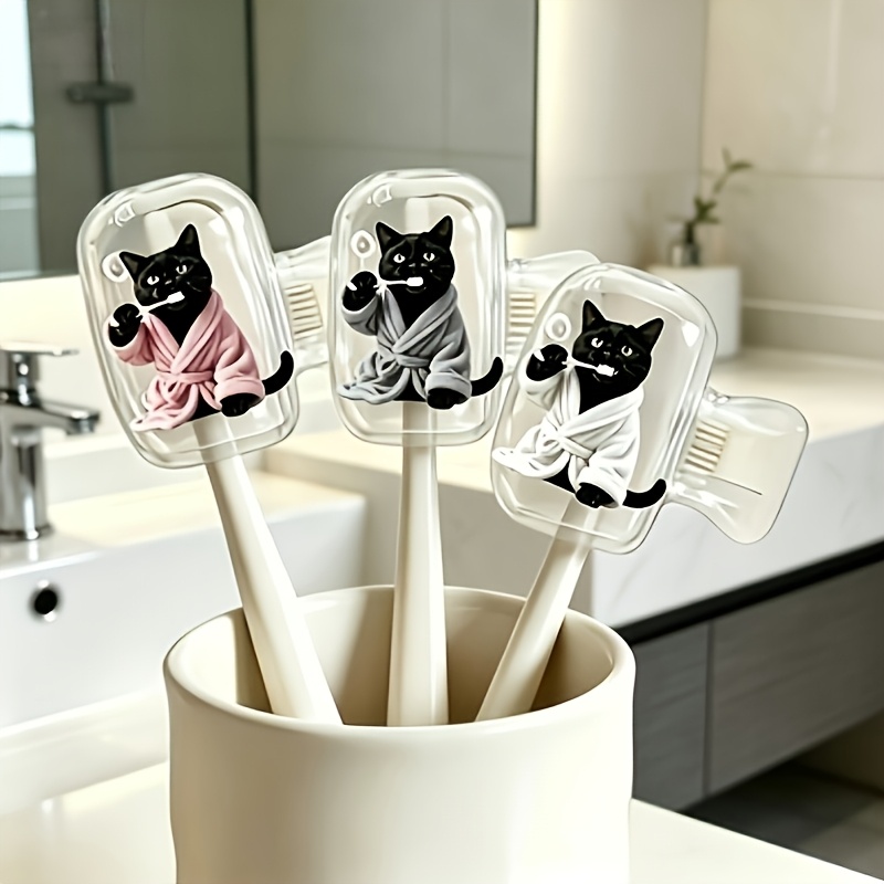 4개입 블랙 캣 드레싱 가운 휴대용 칫솔 헤드 커버 필 - Home Essentials Bathroom Accessories 리뷰 및 가격
