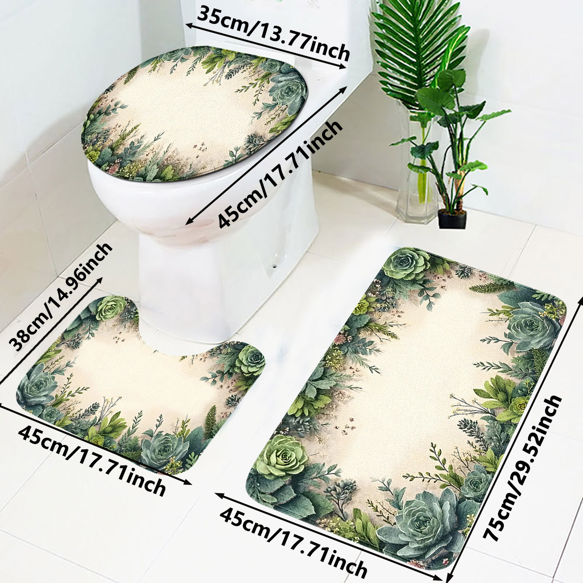 레트로 다육식물 욕실 3종 세트: 플란넬 화장실 매트  - Zara Home Bathroom Rug 리뷰 및 가격