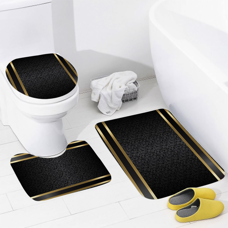 럭셔리 블랙 & 골드 욕실 세트 - 우아한 샤워 커튼, - Zara Home Bathroom Rug 리뷰 및 가격