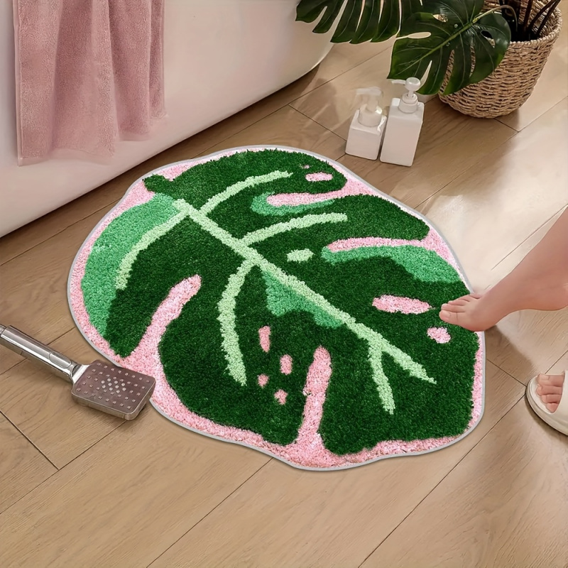 VIKAMA 핑크 열대 잎 플러시 카펫 불규칙한 모양의 - Zara Home Bathroom Rug 리뷰 및 가격