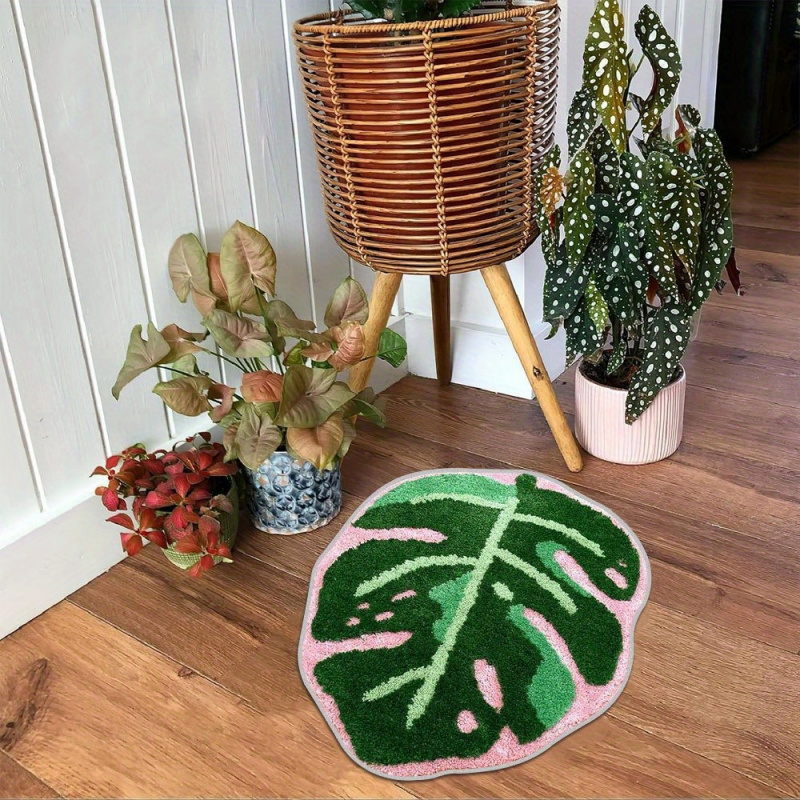 VIKAMA 핑크 열대 잎 플러시 카펫 불규칙한 모양의 - Zara Home Bathroom Rug 리뷰 및 가격