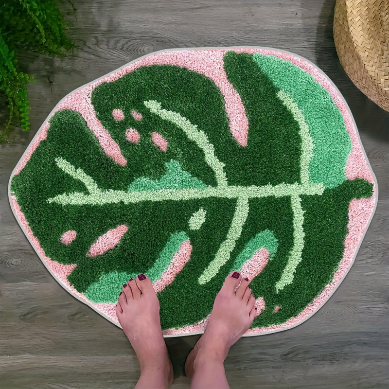 VIKAMA 핑크 열대 잎 플러시 카펫 불규칙한 모양의 - Zara Home Bathroom Rug 리뷰 및 가격