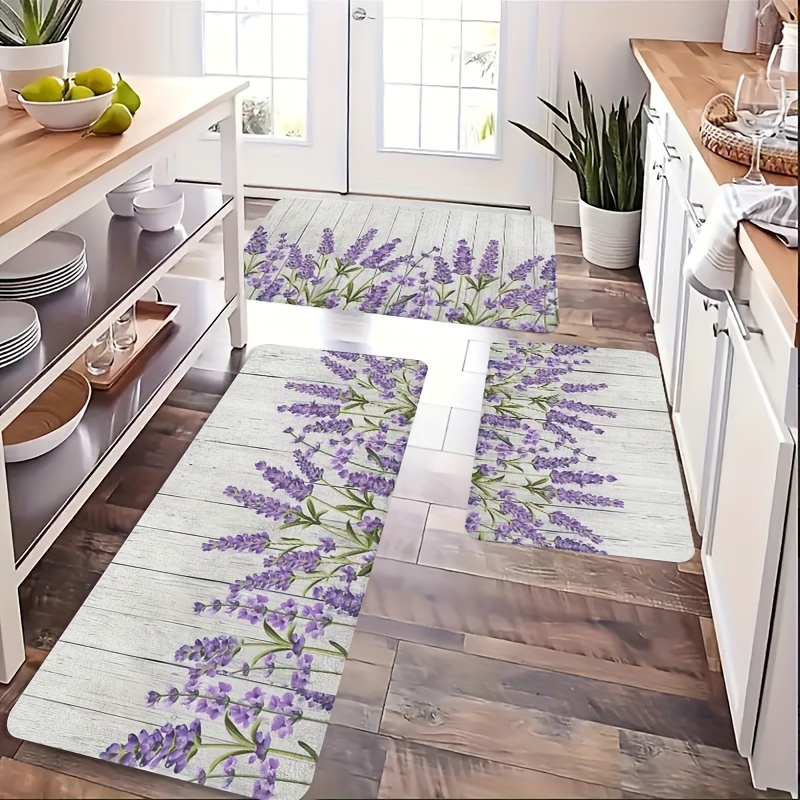 VIKAMA 꽃과 식물 주방 매트, 라벤더 꽃무늬 디자 - Zara Home Bathroom Rug 리뷰 및 가격